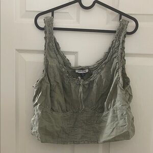 American Eagle Outfitters Olive Embroidered Tank Top